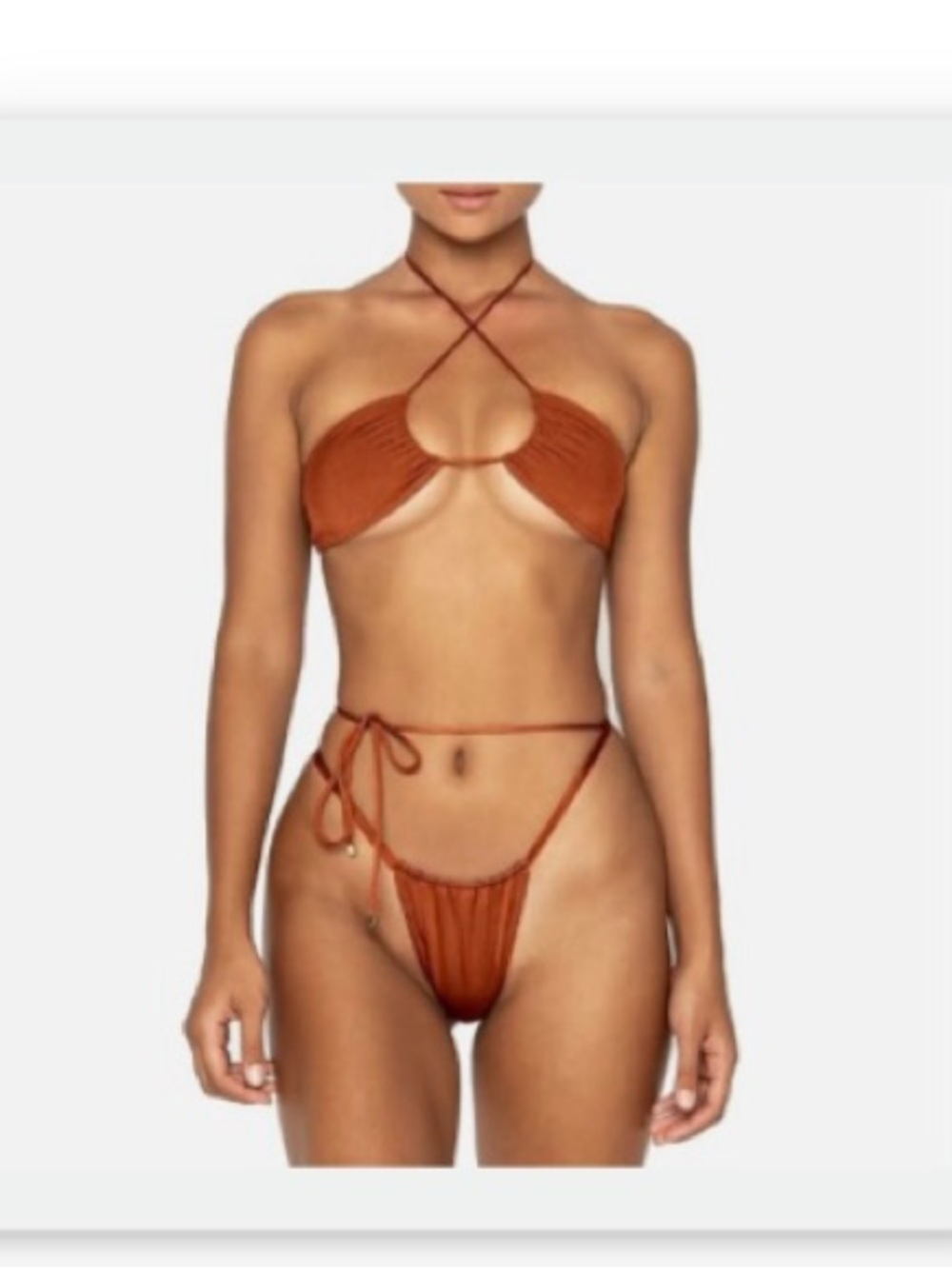 Women's Rust Brown String Bikini Top and Bottom Set